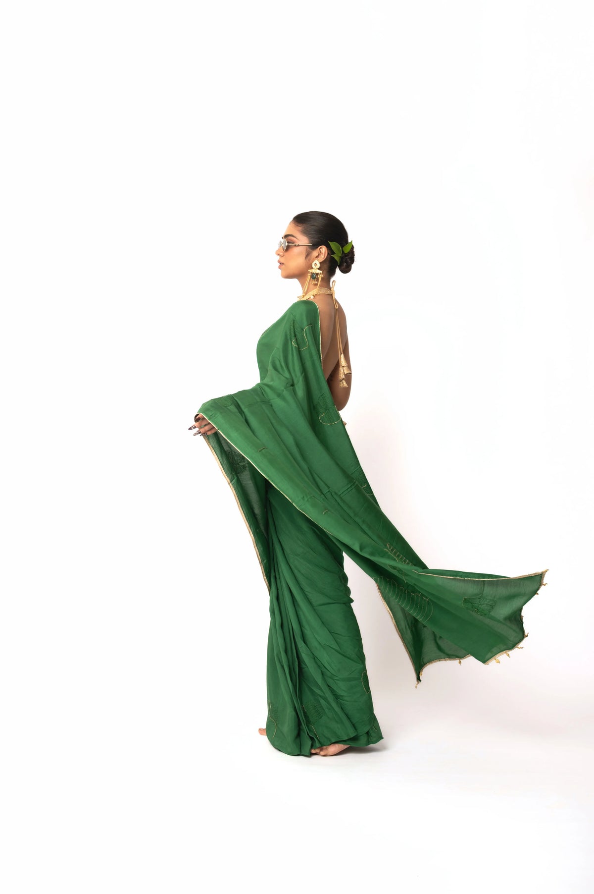 Spearmint Pure Muslin Saree