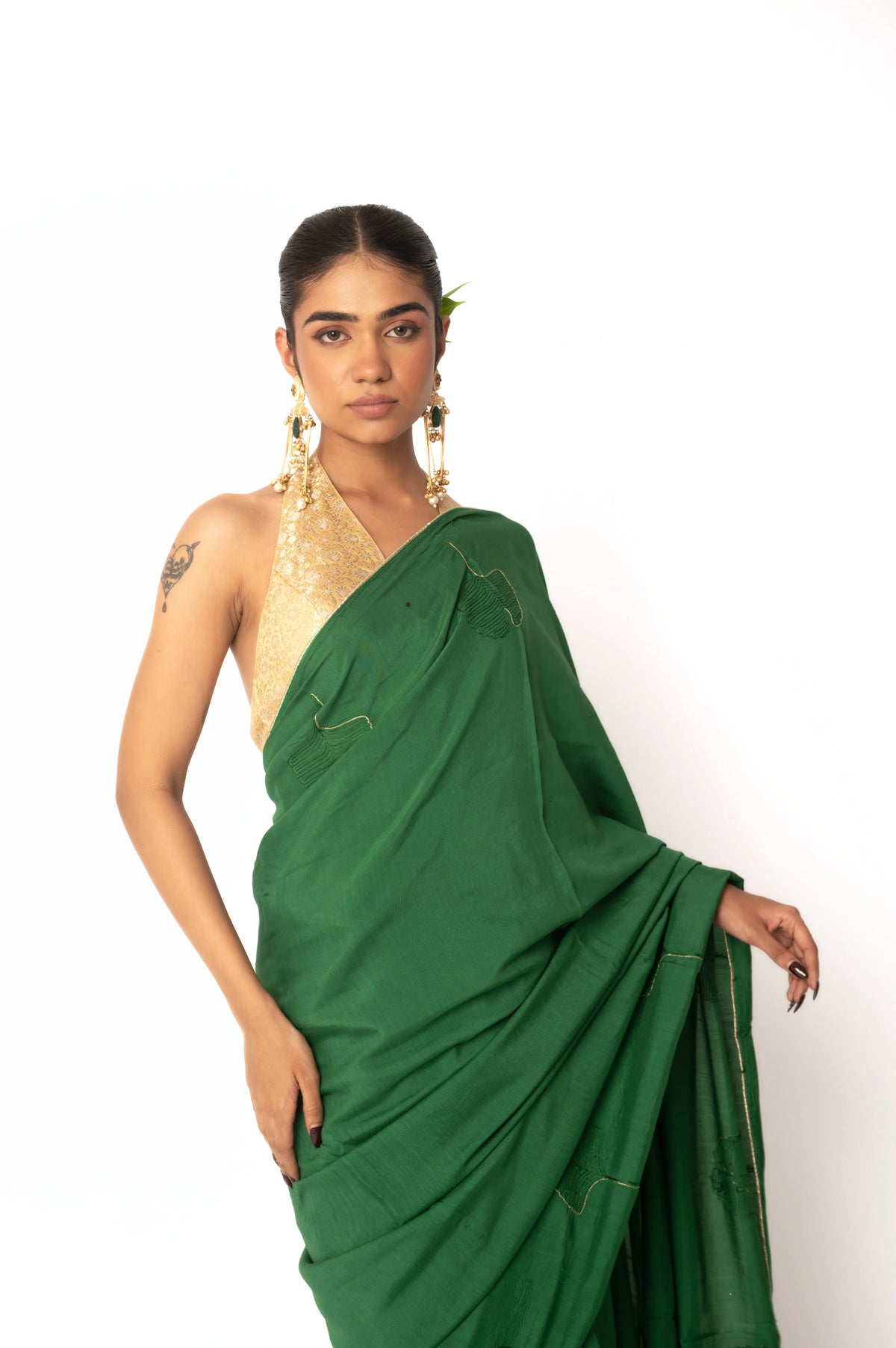 Spearmint Pure Muslin Saree