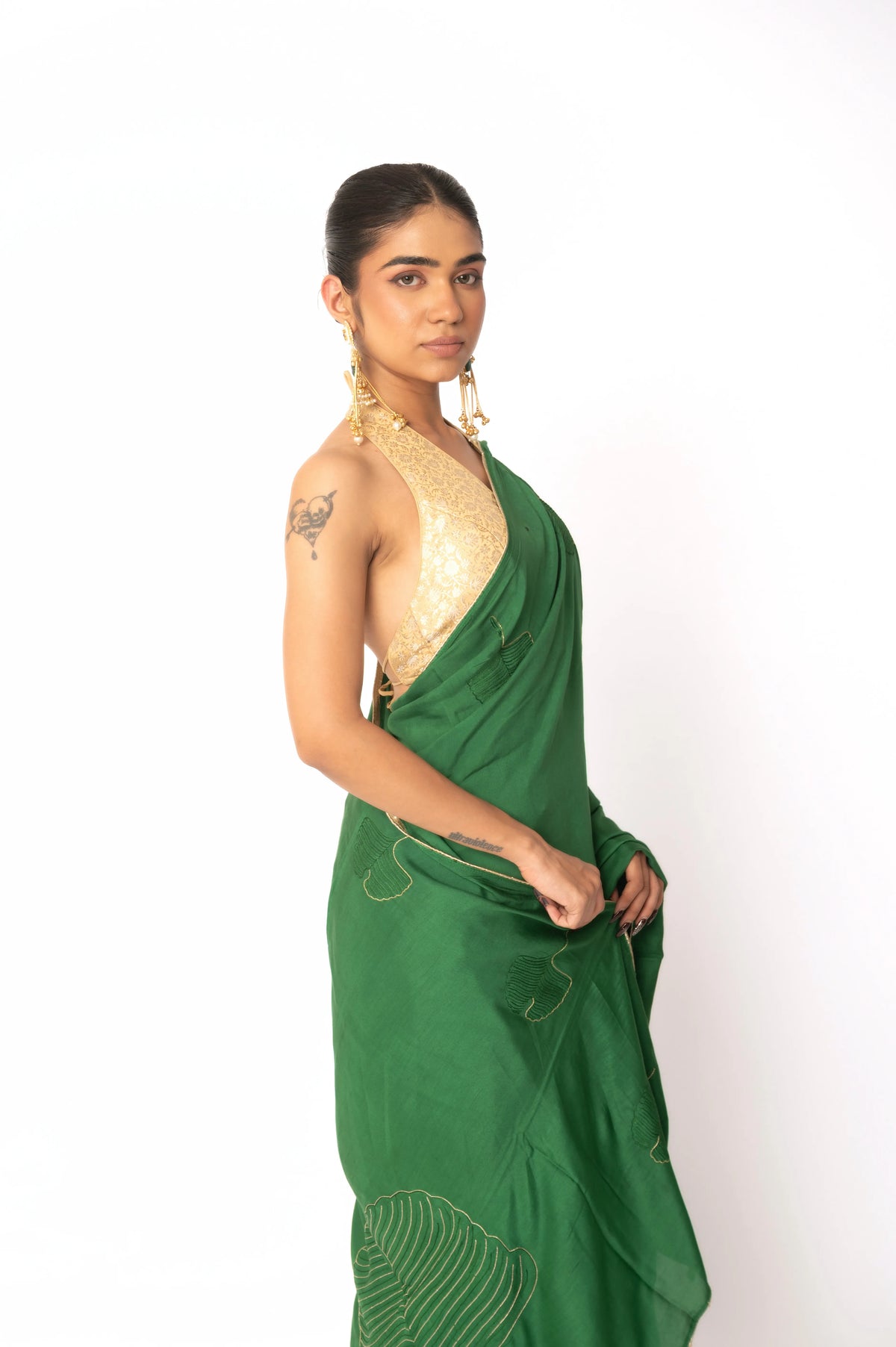 Spearmint Pure Muslin Saree