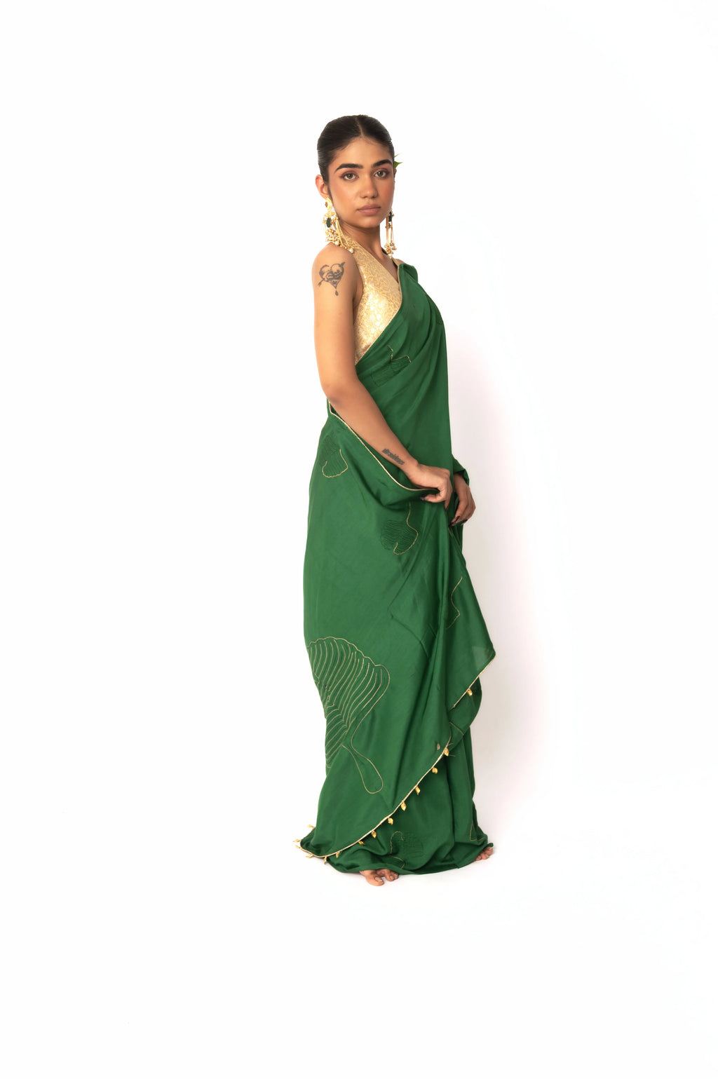 Spearmint Pure Muslin Saree