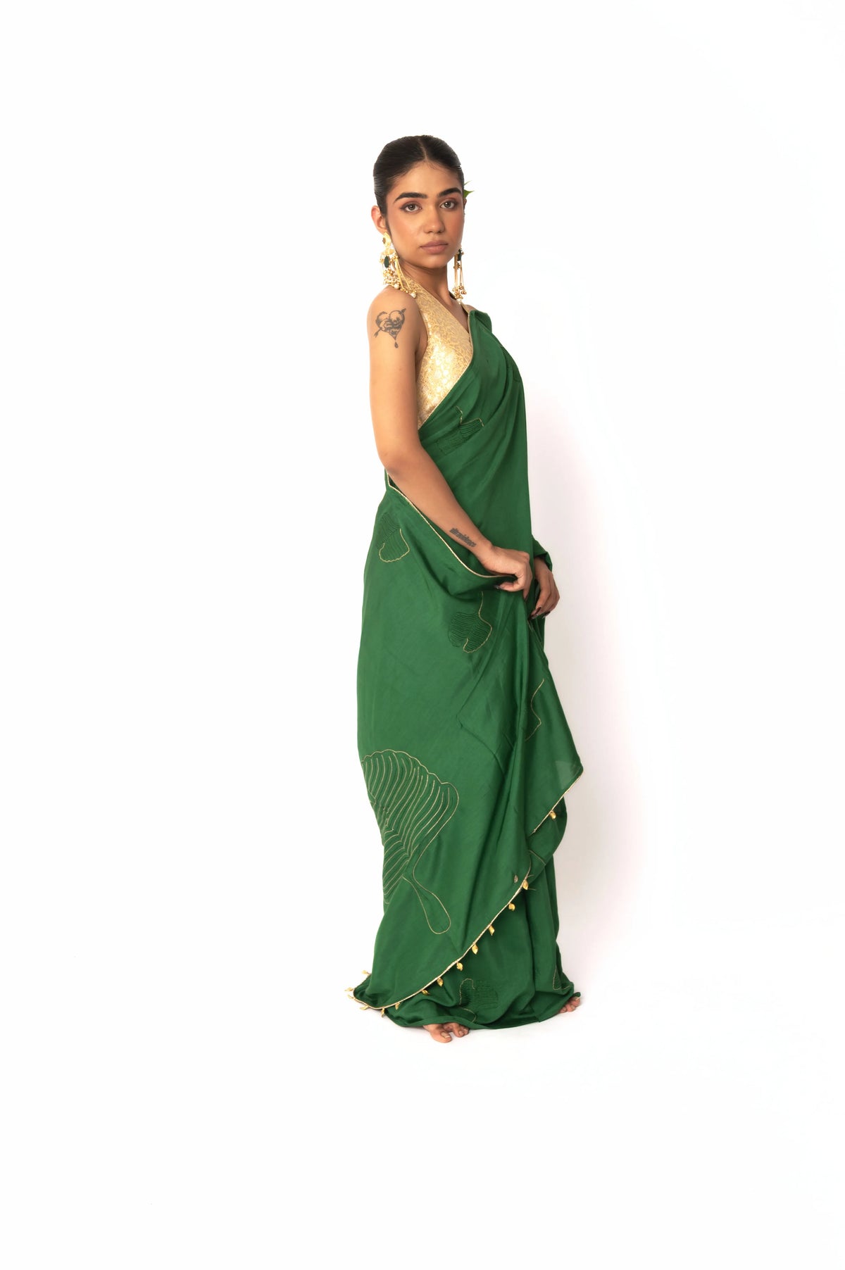 Spearmint Pure Muslin Saree