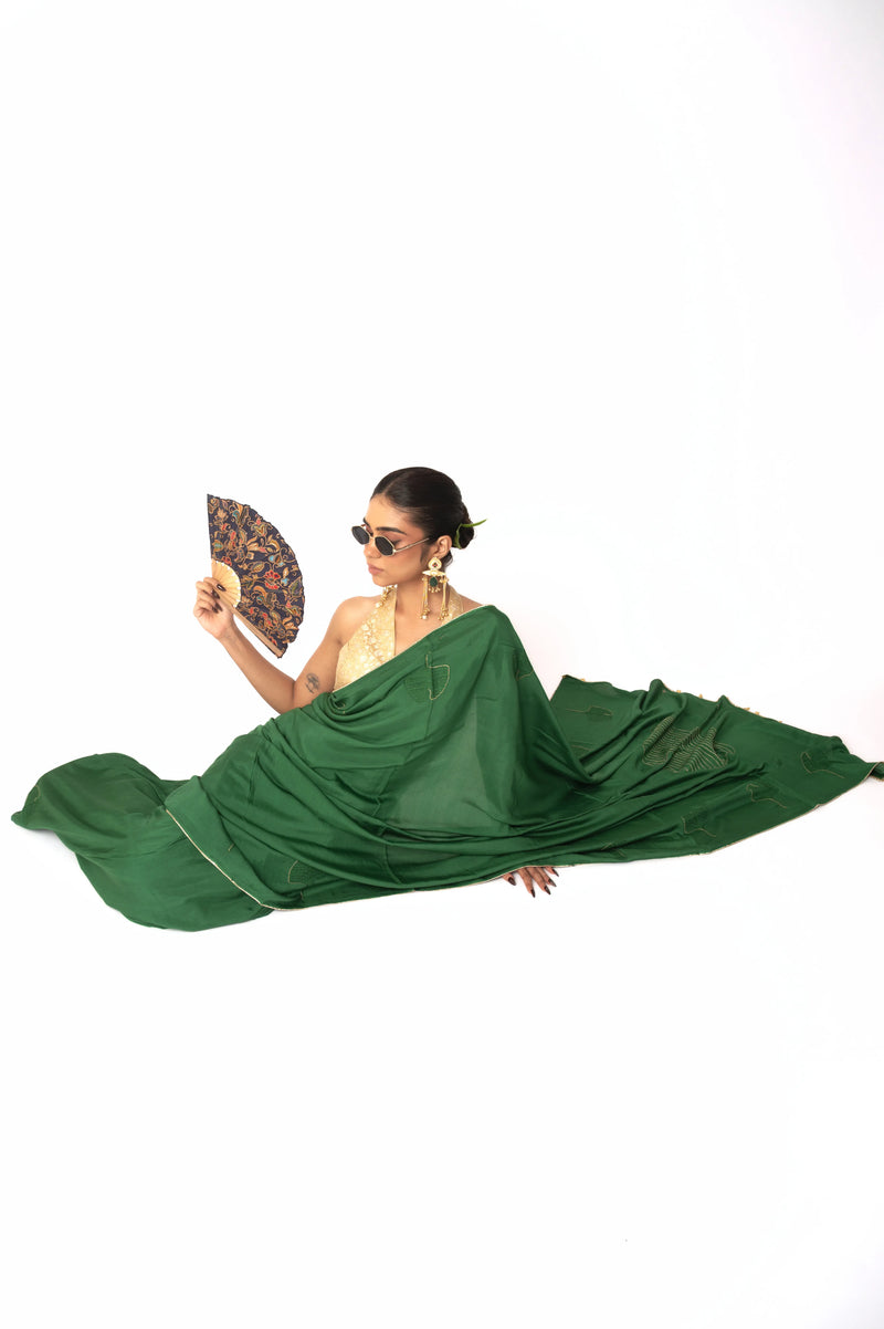Spearmint Pure Muslin Saree