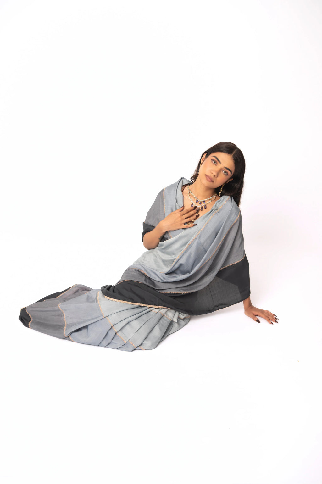Ash Gobstopper Pure Muslin Saree